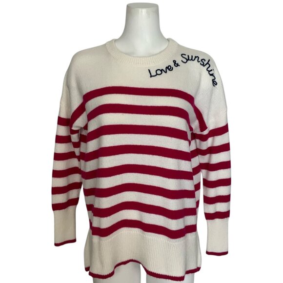 Lilly Pulitzer Quince Sweater M Poinsettia Red Cruise Stripe Crewneck Nautical - Picture 1 of 14